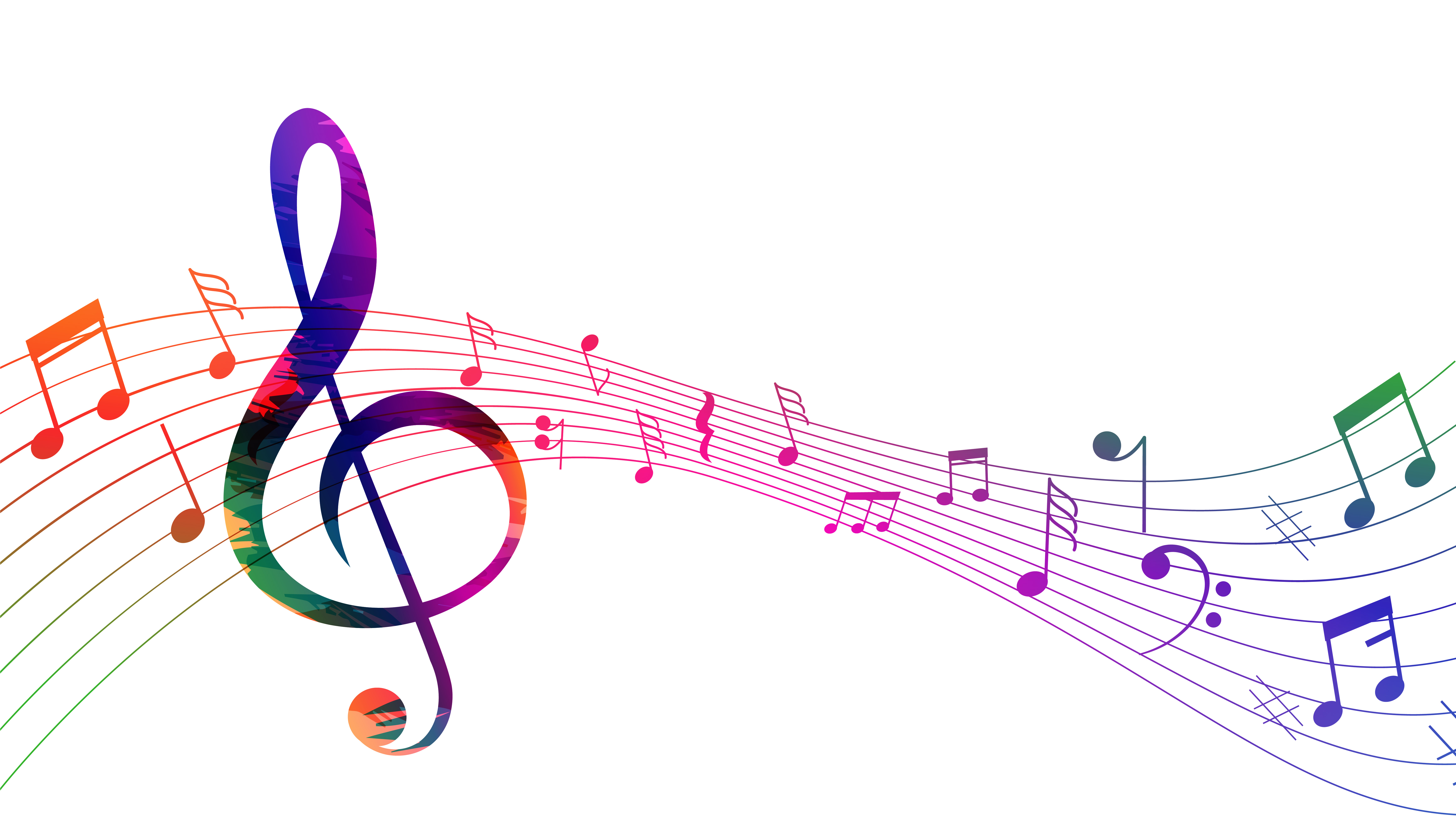 Notas musicales coloridas al cierre del blog